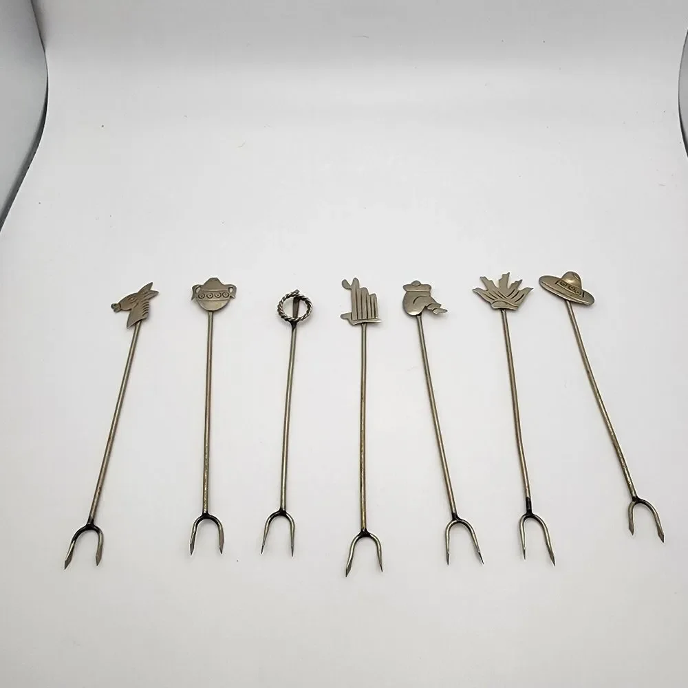 Vintage Taxco Set of 7 Olive/Pickle Forks